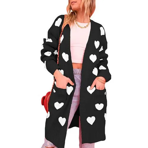 Women's Coat Long Sleeve Sweaters & Cardigans Heart Streetwear Heart Shape