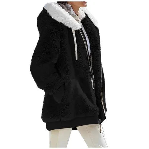 Women's Fashion Solid Color Patchwork Zipper Coat