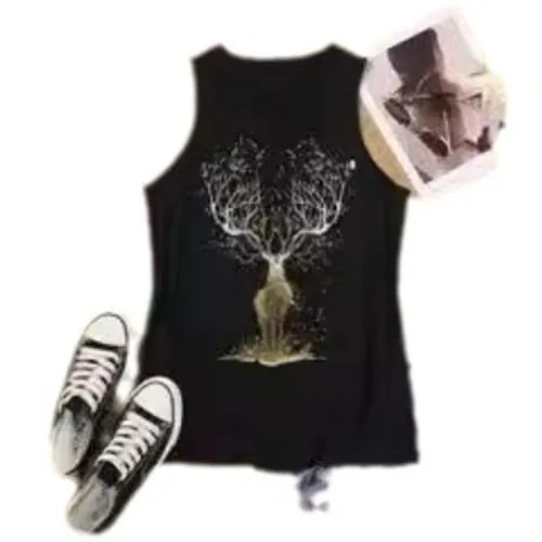 Women's Vest Sleeveless Tank Tops Printing Streetwear Deer