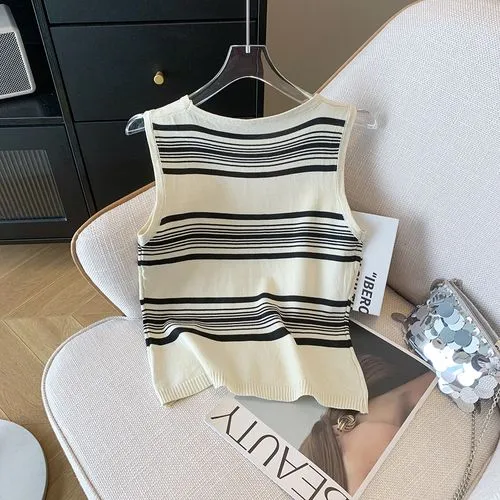 Women's Vest Tank Tops Stripe Casual Stripe