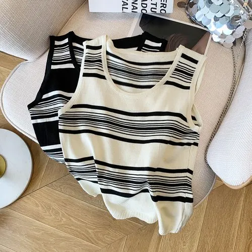 Women's Vest Tank Tops Stripe Casual Stripe