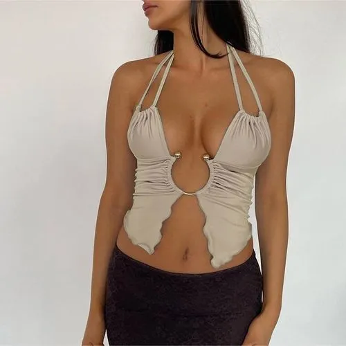 Women's Wrap Crop Top Tank Tops Sexy Streetwear Solid Color