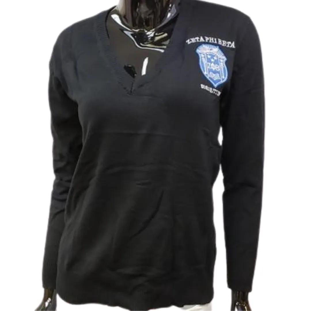 Zeta Phi Beta: Light Weight V Neck Pullover Sweater