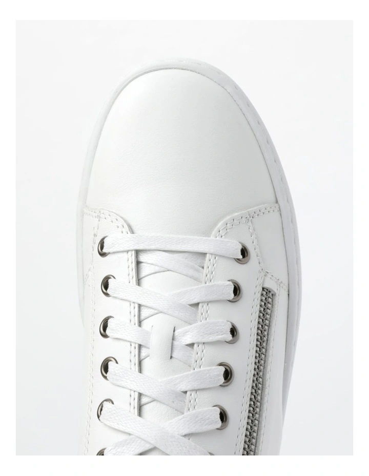 Zia Leather Zip Up Sneaker in White