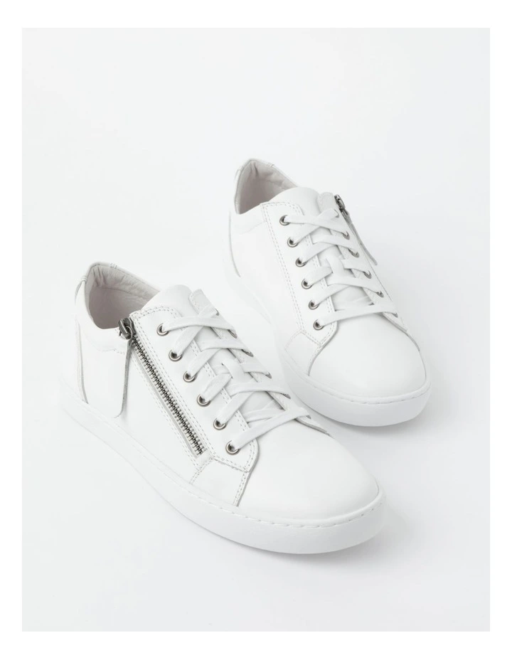 Zia Leather Zip Up Sneaker in White