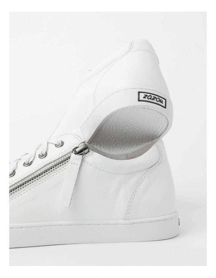 Zia Leather Zip Up Sneaker in White