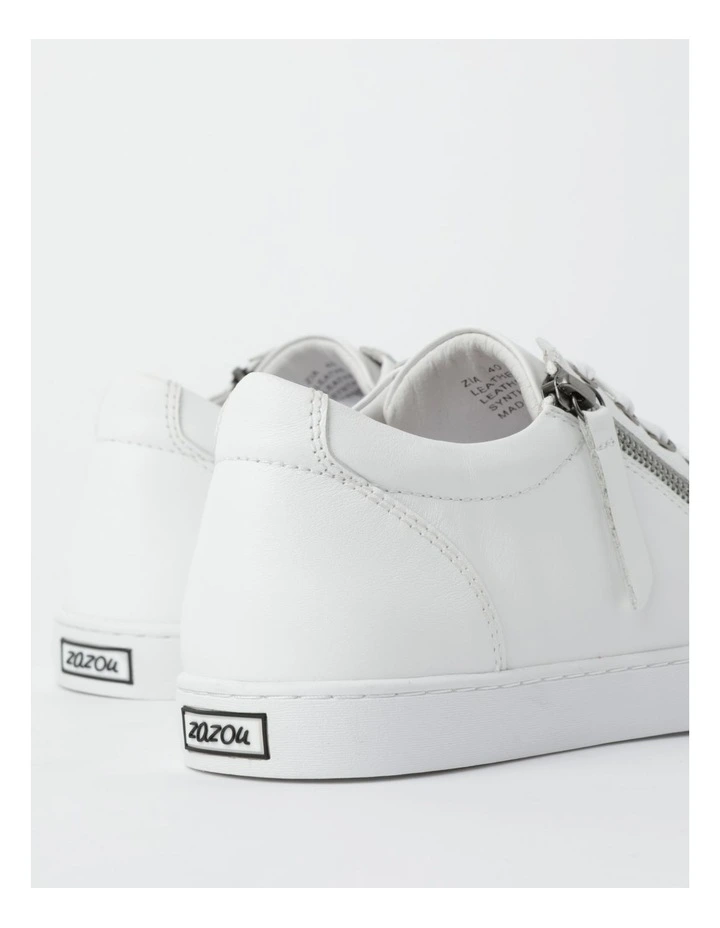 Zia Leather Zip Up Sneaker in White